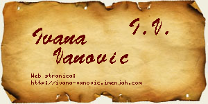 Ivana Vanović vizit kartica